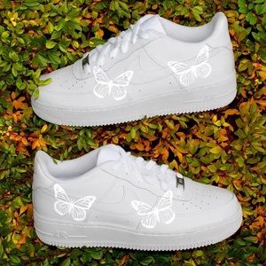 Custom Nike Airforce 1s with reflective butterfly